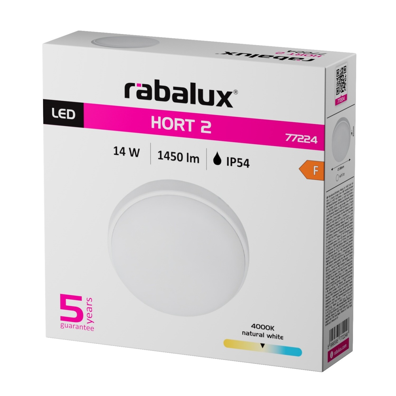 Plafoniera LED exterior rotunda Hort2, 14W, 1250 lm, lumina neutra (4000 K), IP54, alba, Rabalux - Imagine 4