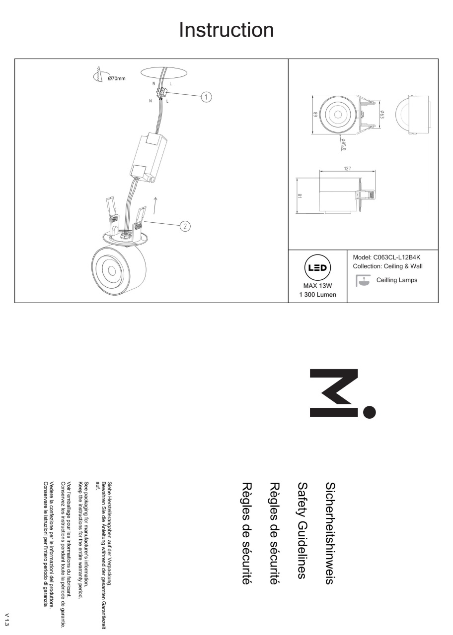 Plafoniera LED Treo C063CL-L12B4K, 12W, 1300lm, lumina neutra, IP20, neagra, Maytoni - 2 | YEO