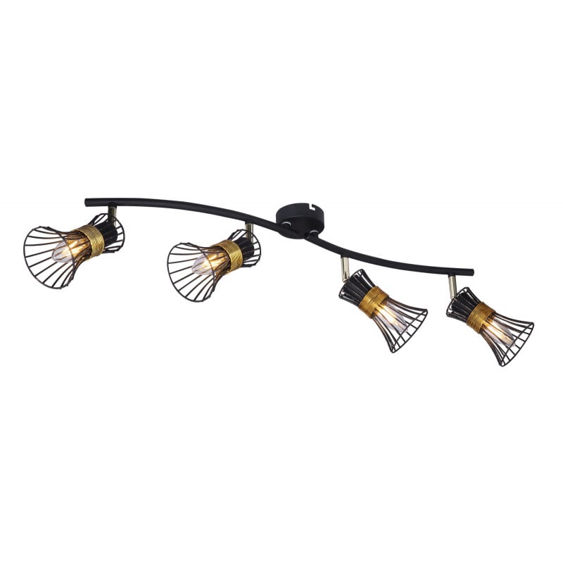 Plafoniera Purra 54814-4, mobila, 4xE14, neagra+aurie, IP20, Globo Lighting