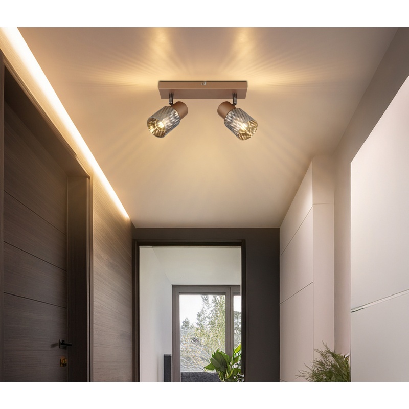 Plafoniera Satella, 2xE14, metal, sticla fumurie, Globo Lighting - imagine 8