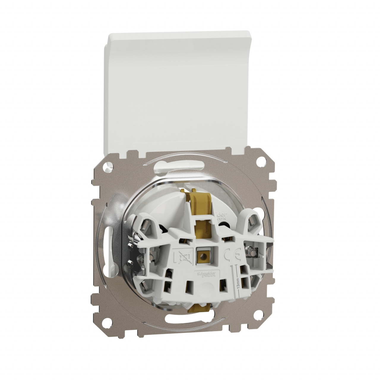 Priza simpla cu impamantare, cu capac, 16A, IP20, Alb Schneider Sedna Design - imagine 6
