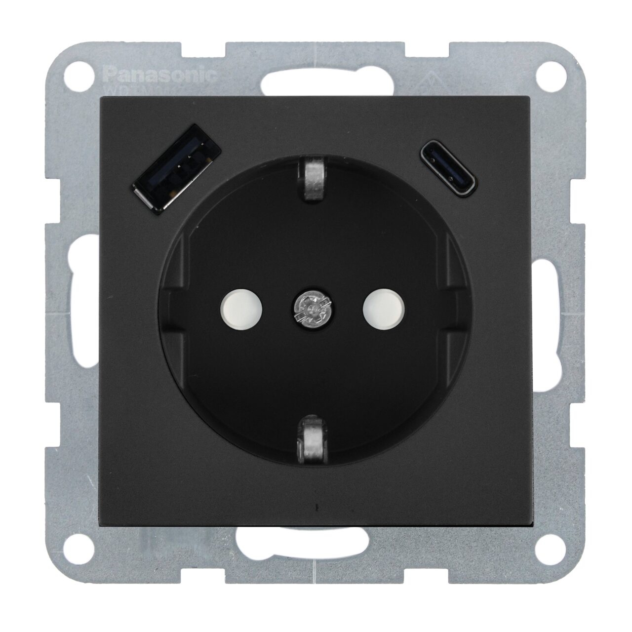 Priza simpla cu impamantare, protectie copii, USB A+C, 16A, IP20, Grafit, Panasonic Karre Plus 55