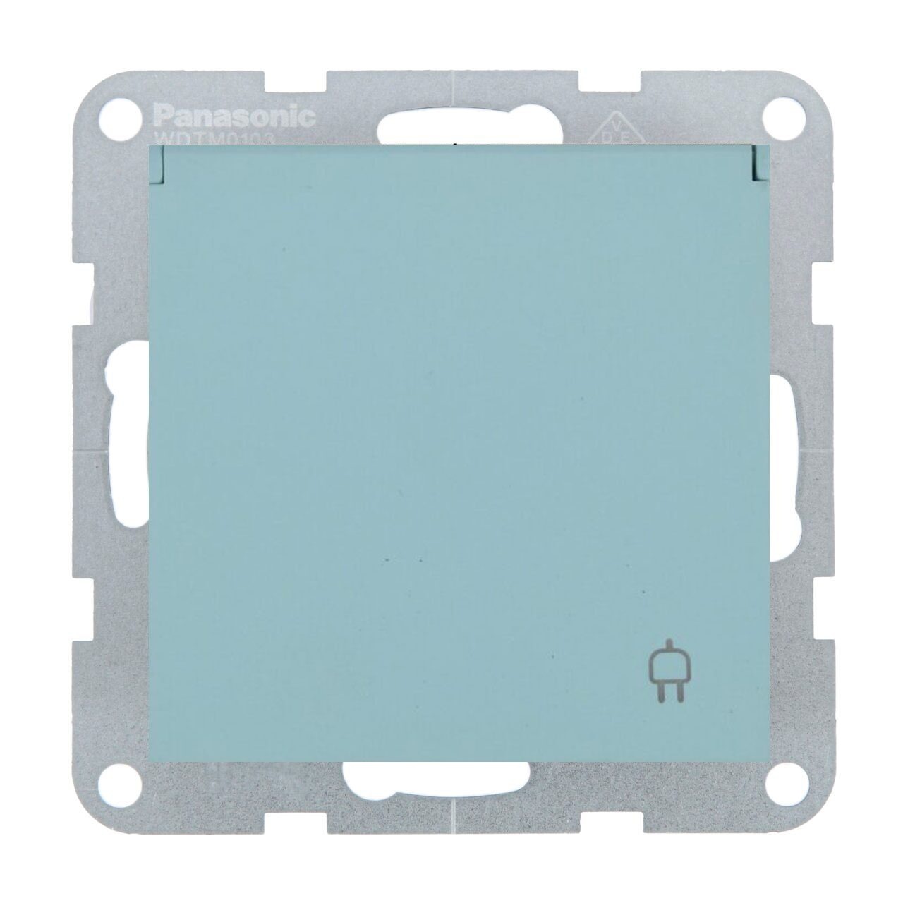 Priza simpla cu impamantare si capac, protectie copii, 16A, IP20, Turcoaz, Panasonic Karre Plus 55 Soft Touch