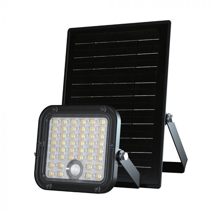 Proiector LED 10W Solar, 1500lm, V-TAC, Controller, Lumina Neutra+Rece (4000-6000K), 3600 mAh, IP65