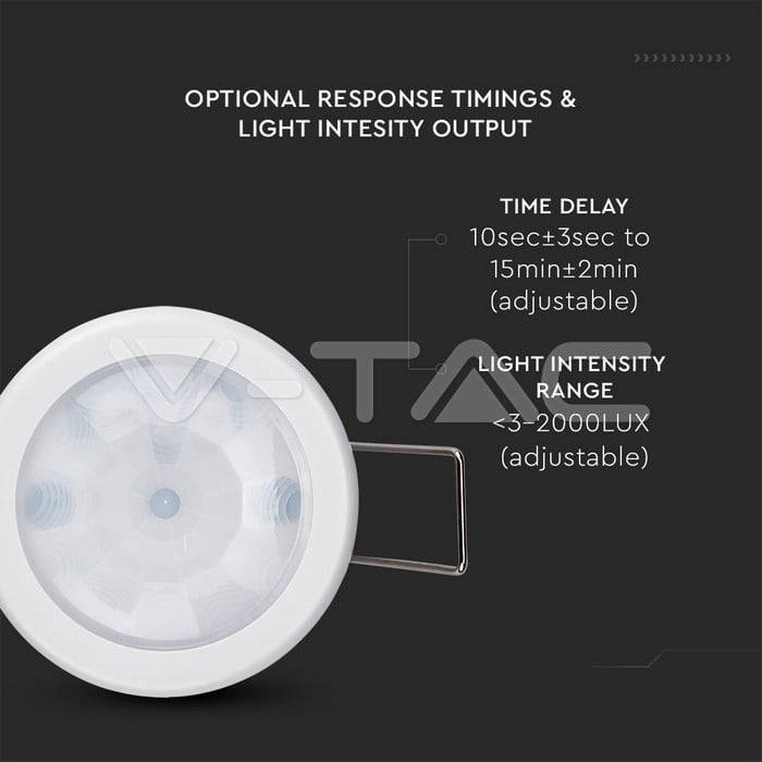 Senzor de Miscare Infrarosu Incastrat Alb V-TAC 6608 - 4 | YEO