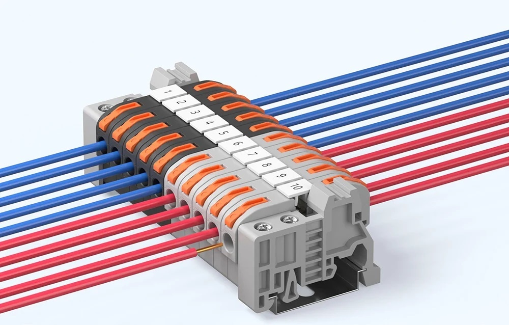 Set Conectori pentru Sina DIN Sonoff 211, 20 bucati, 250V, 32A, cupru, PA, alb