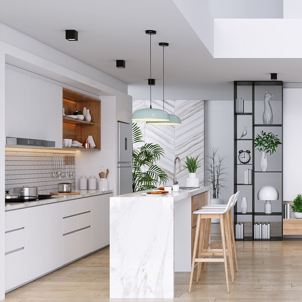 Spot aplicat GU10 patrat Beta, aluminiu, negru-auriu, IP20, Braytron - imagine 2