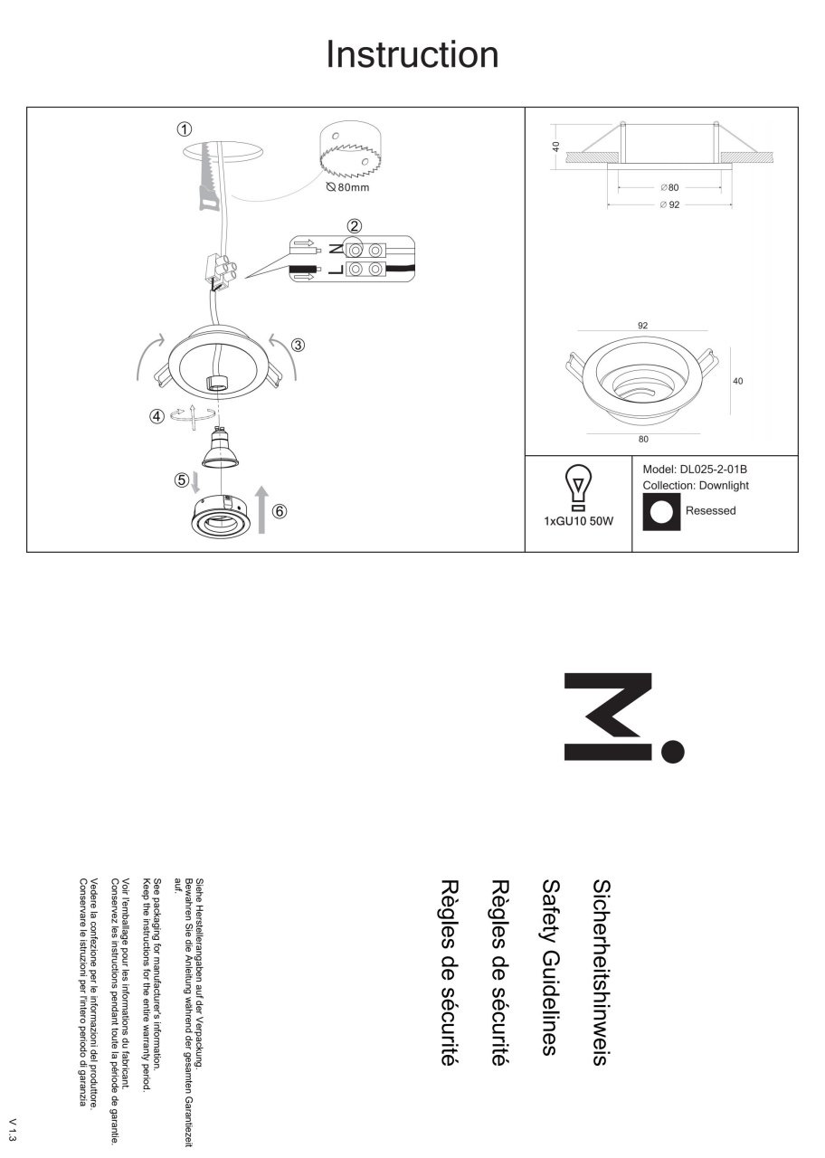 Spot Atom DL025-2-01B, incastrat, 1xGU10, negru, IP20, Maytoni - 2 | YEO