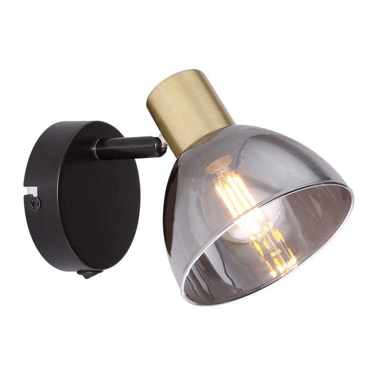 Spot Eliott 54305-1, cu intrerupator, 1xE14, negru+fumuriu, IP20, Globo Lighting