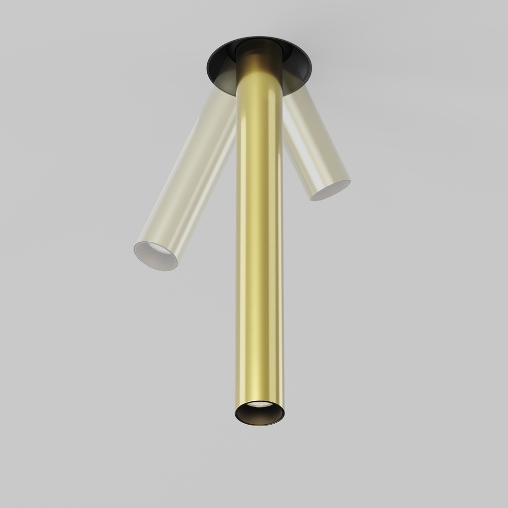 Spot incastrat Focus T 316mm, 7W, lumina calda (3000K), negru/alama, Maytoni - imagine 3