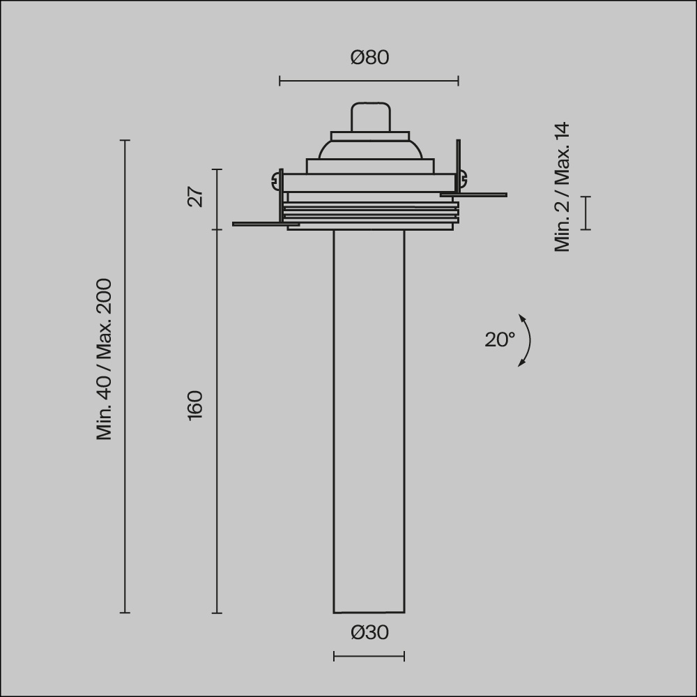 Spot LED 7W Incastrat, Maytoni C140TRS-L200-7W3K-W, 460lm, Lumina Calda (3000K), Alb