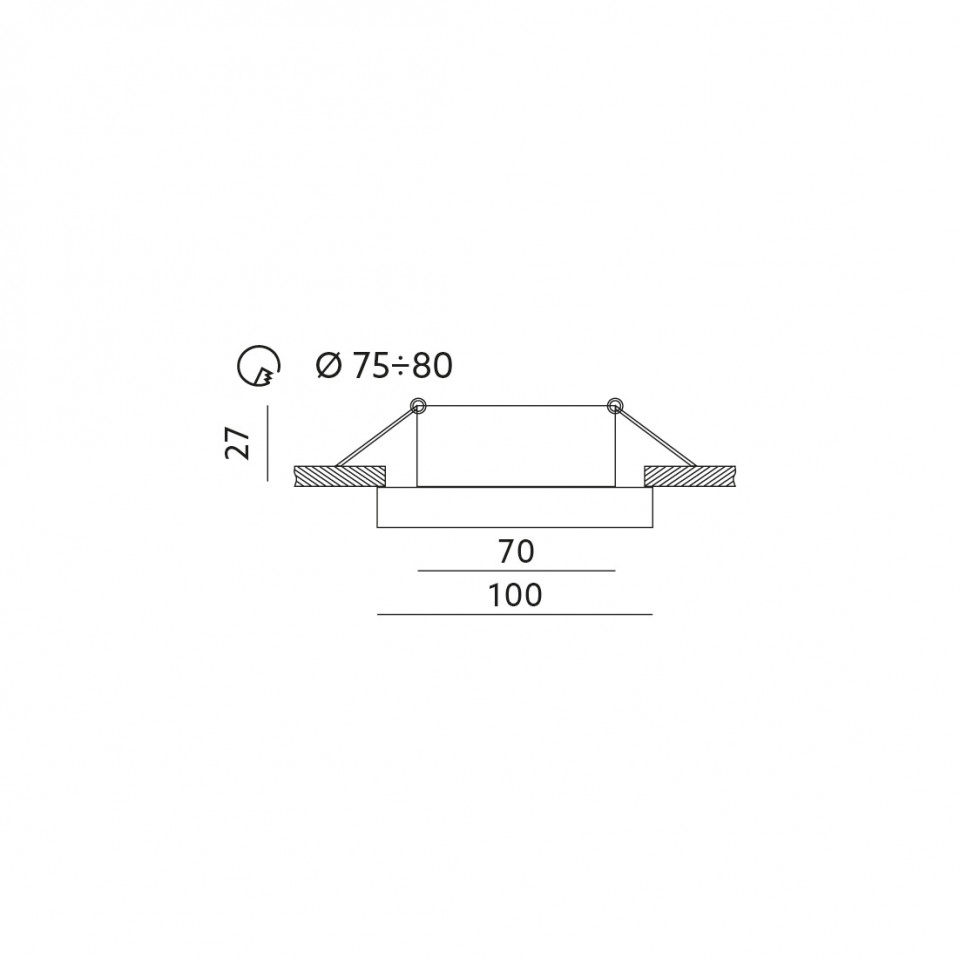 Spot rotund, incastrat, mobil, 1xGU10, crom, IP20, Kobi - 1 | YEO