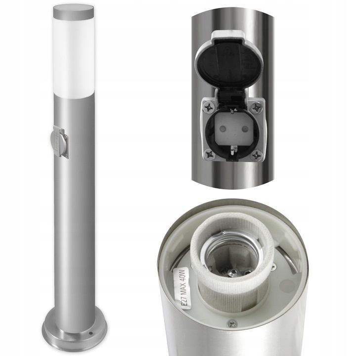 Stalp pentru exterior LED Masterled Manila 650mm, E27, IP44, inox