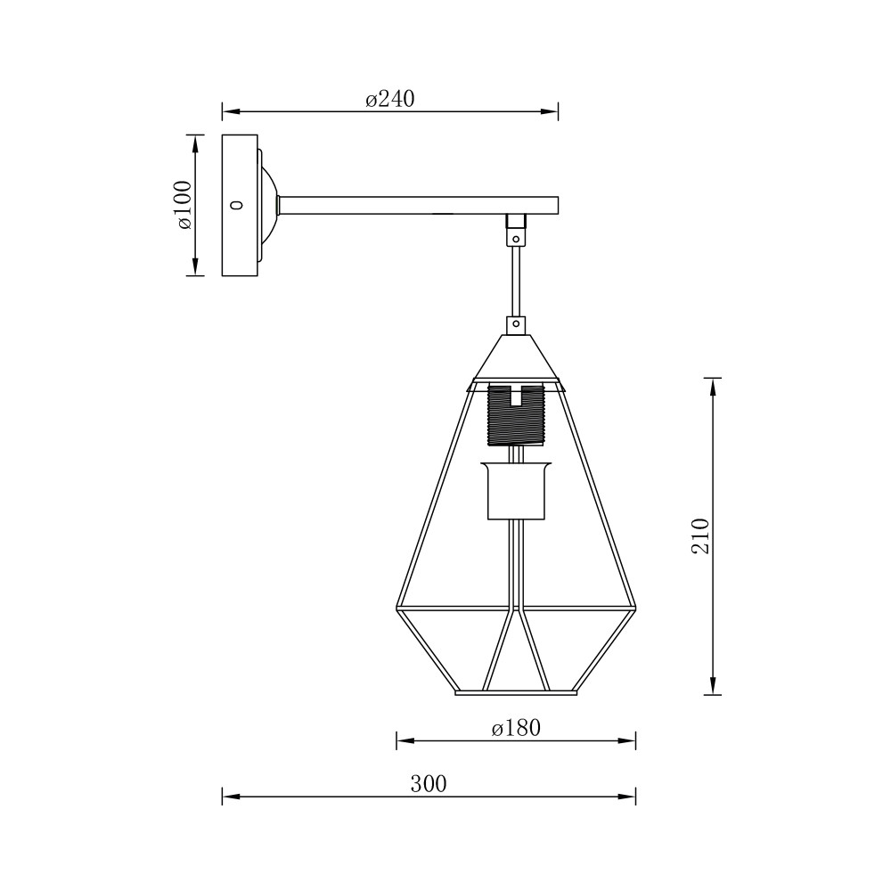 Aplica Braytron BR-BV03-00033, 1xE27, negru