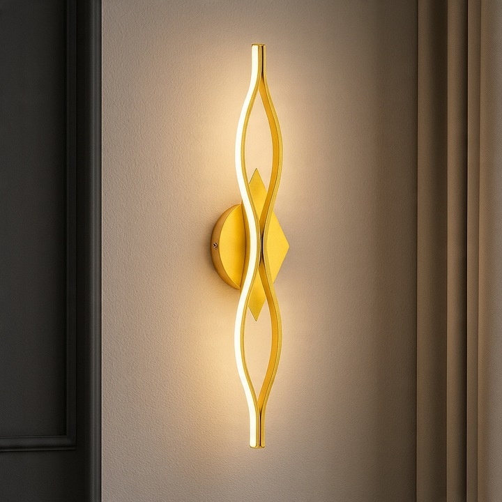 Aplica de perete LED Bramis, design ondulat, 22W, 78cm, lumina neutra (4000 K), aurie, Masterled - 1 | YEO