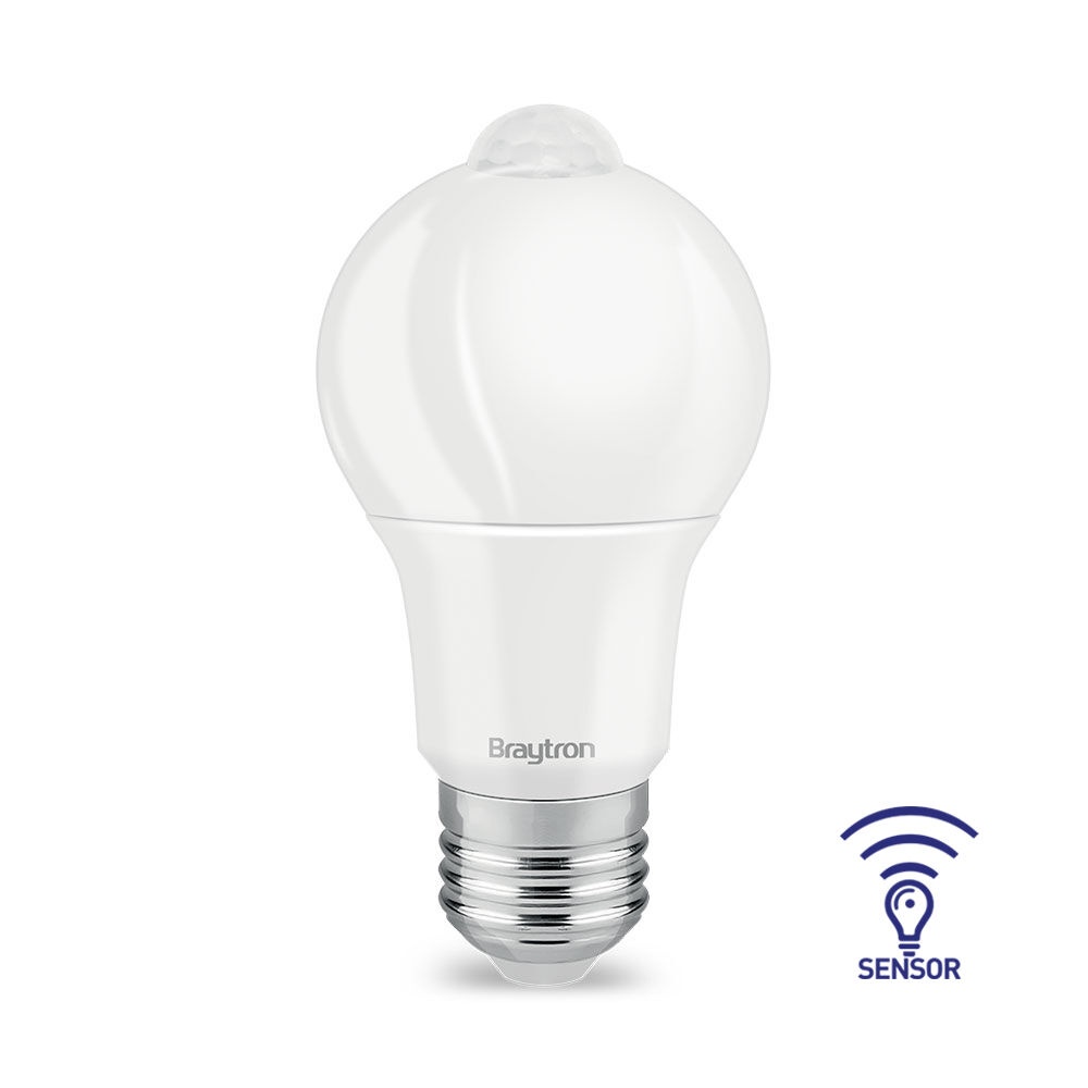 Bec LED 9W(60W) Braytron, E27, A60, 806 lm, 3000K, senzor miscare, clasa energetica F
