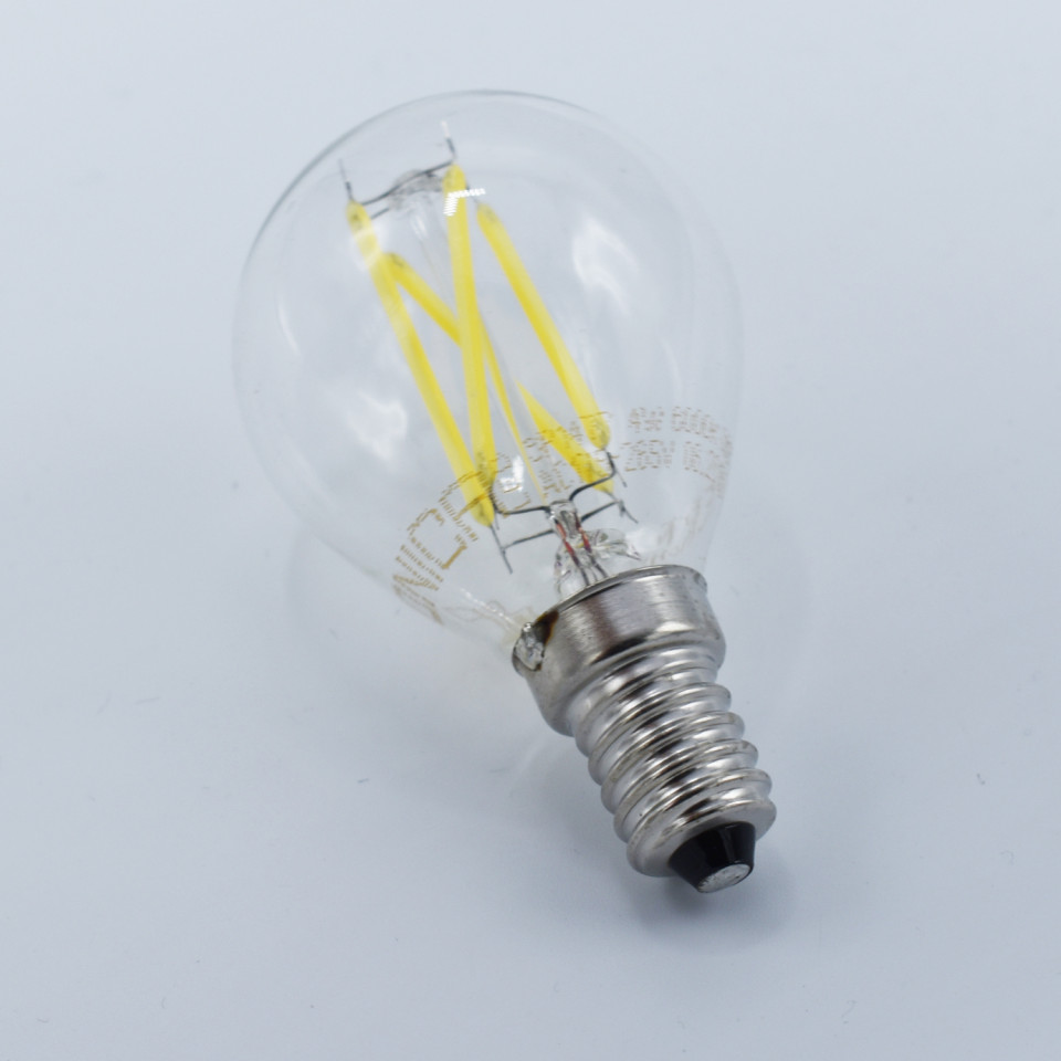 Bec LED sferic Vintage filament Optonica, 4W(32W), E14, G45, 400 lm, lumina rece (6000K), clasa energetica F - 3 | YEO