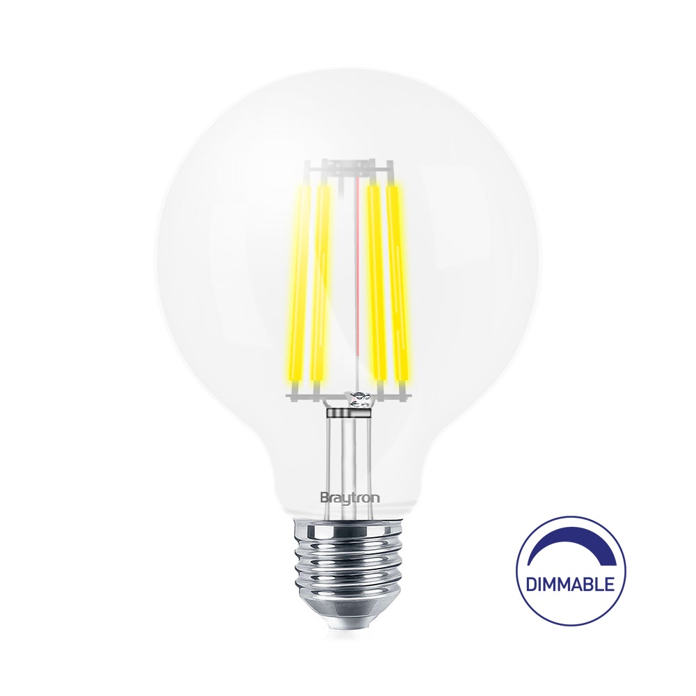 Bec led Vintage Edison dimabil, 7W (75W), E27, G95, 1150 lm, lumina calda (2700K), transparent, Braytron