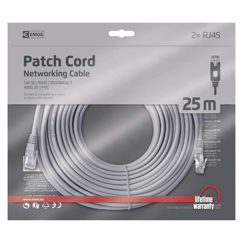 Cablu de retea 25 metri RJ45 cat 5e, Emos - 1 | YEO