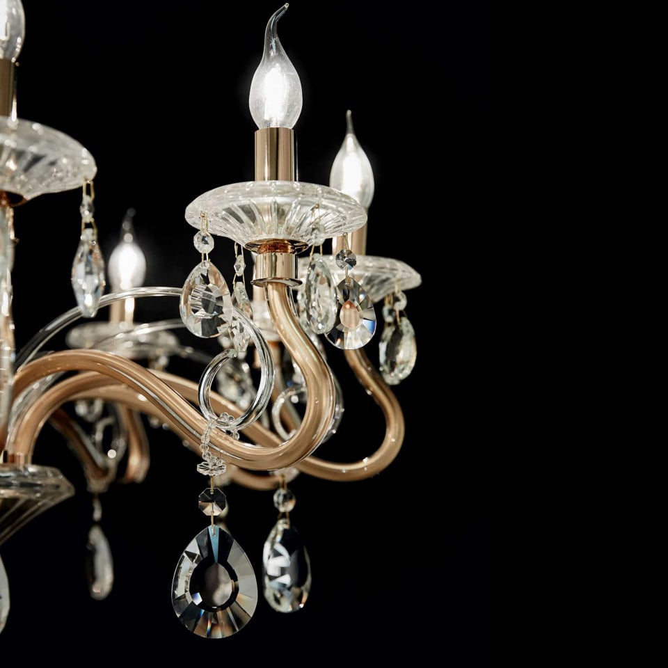 Candelabru Negresco 087771, 10x E14, auriu+transparent, IP20, Ideal Lux