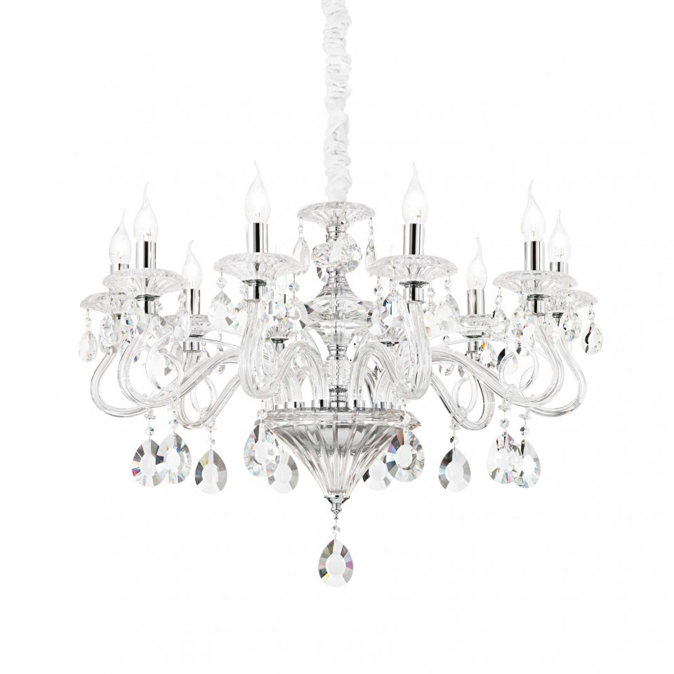 Candelabru Negresco 141060, 10xE14, crom+transparent, IP20, Ideal Lux