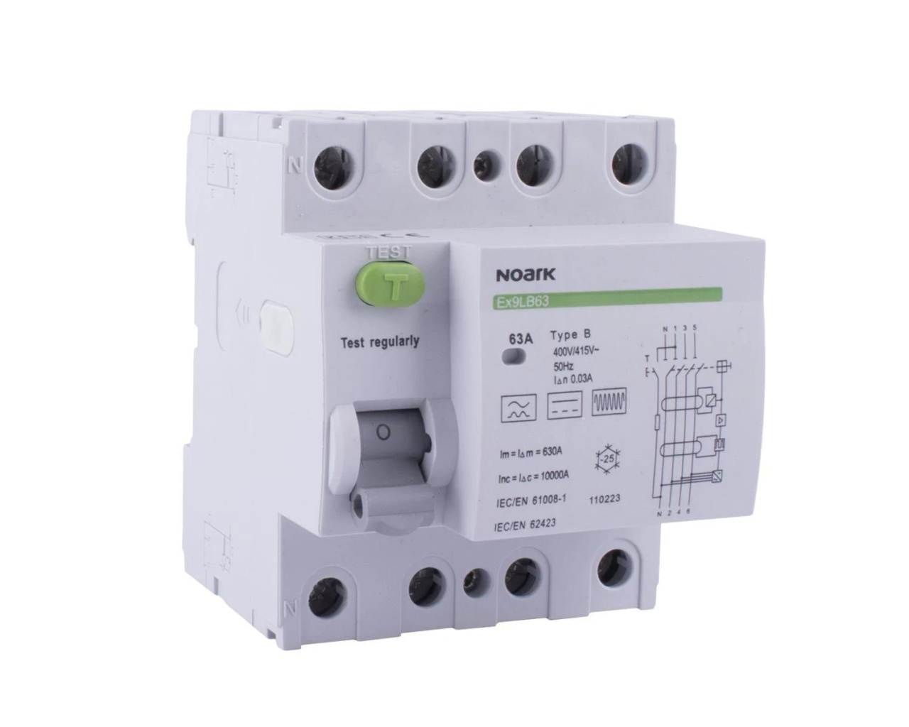 Intrerupator diferential, 63A, 3P+N, tip B, 300mA, Noark - Imagine 1