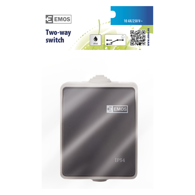 Intrerupator simplu/scara, 10A, montaj aplicat, protectie IP54, pentru exterior, Emos - imagine 2