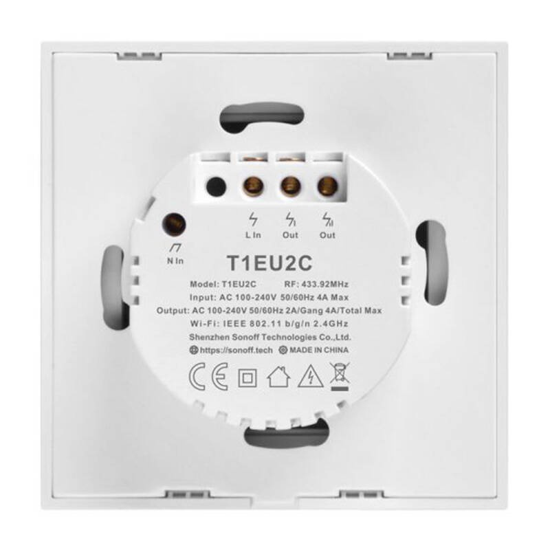 Întrerupător Smart WiFi + RF 433MHz Sonoff T1 EU TX (2 canale) - 3 | YEO