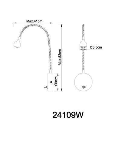 Lampa de birou LED Serpent 24109W, cu intrerupator, 6W, 450lm, lumina calda, crom, IP20, Globo