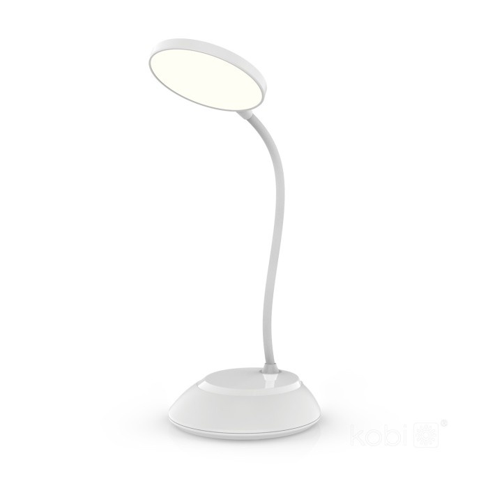 Lampa de birou LED Visua, 5W, temperatura de culoare ajustabila, plastic, alba, Kobi