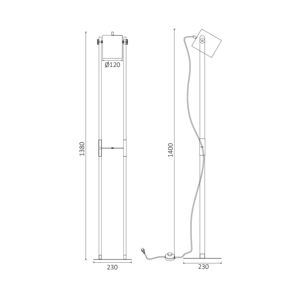 Lampadar BR-BV02-00014, cu intrerupator, 1xE27, negru+natural, IP20, Braytron