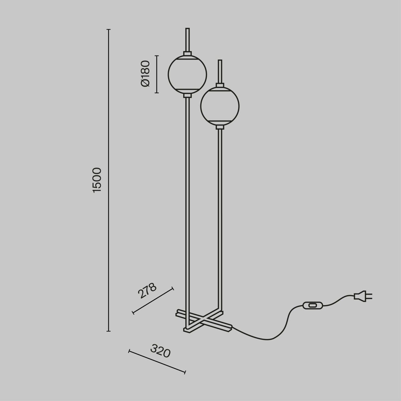 Lampadar LED Sixth Sense Z020FL-L12BK, 12W, 1100lm, lumina calda, IP20, negru+alb, Maytoni