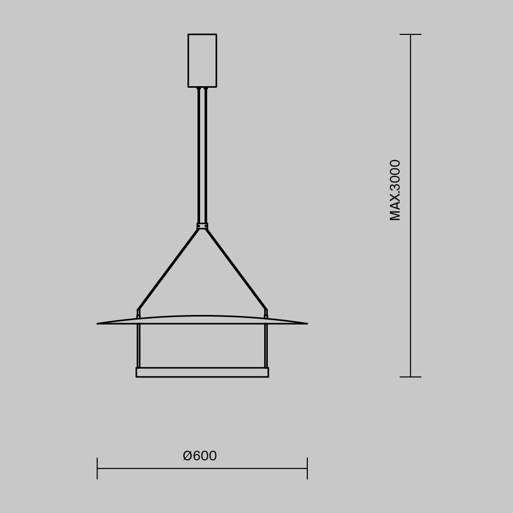 Lustra LED Ambience MOD280PL-L30B3K, 30W, 1400lm, lumina calda, IP20, neagra, Maytoni