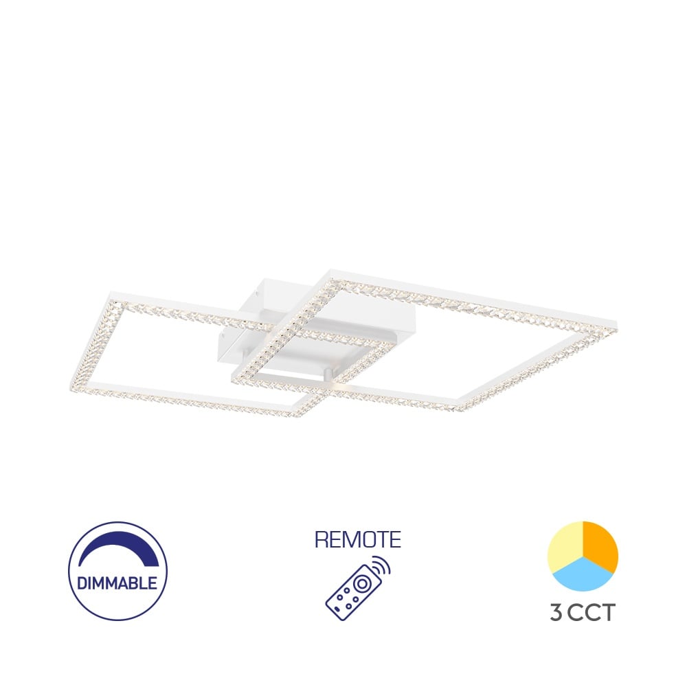 Lustra LED Crystal BR-BH17-04890, 55W, 6050lm, lumina calda, neutra, rece, IP20, alba, Braytron