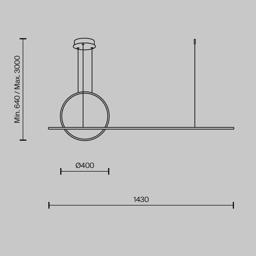 Lustra LED Halo MOD247PL-L49BK, 40W, 1500lm, lumina calda+neutra, IP20, neagra, Maytoni