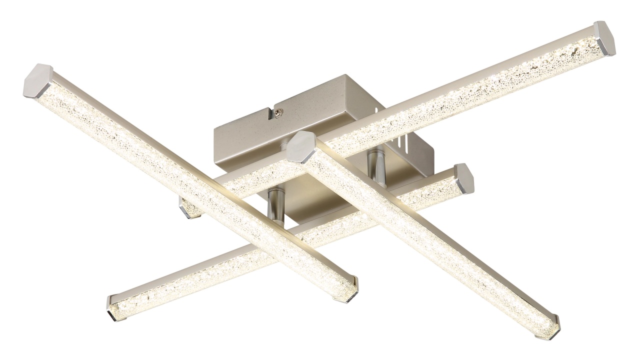 Lustra LED Kirina, 4 brate incrucisate, 24W, 1840 lm, lumina neutra (4000 K), IP20, nichel mat/cristale, Globo Lighting