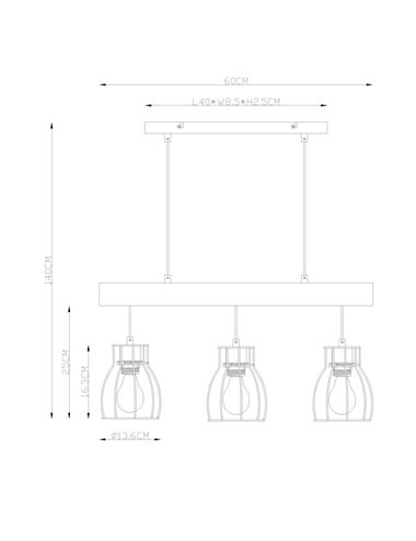 Lustra Mina 15326-3N, 3xE27, neagra, IP20, Globo