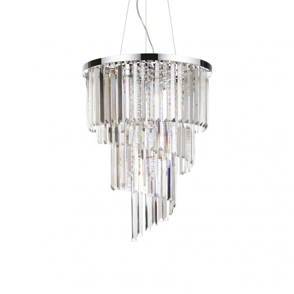 Plafoniera Carlton 166247, 12xE14, crom+transparenta, IP20, Ideal Lux