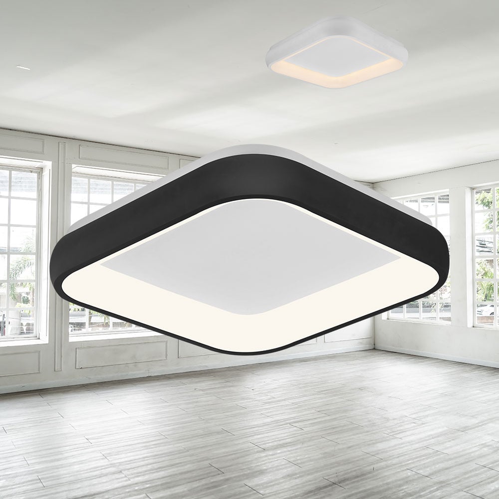 Plafoniera LED Bella BH17-02881, patrata, 36W, 4260lm, lumina calda+neutra+rece, IP20, neagra, Braytron - 1 | YEO