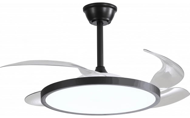 Plafoniera LED cu ventilator Optonica, 36W, lumina calda/neutra/rece (3000-6000 K), slim, telecomanda, neagra, IP20