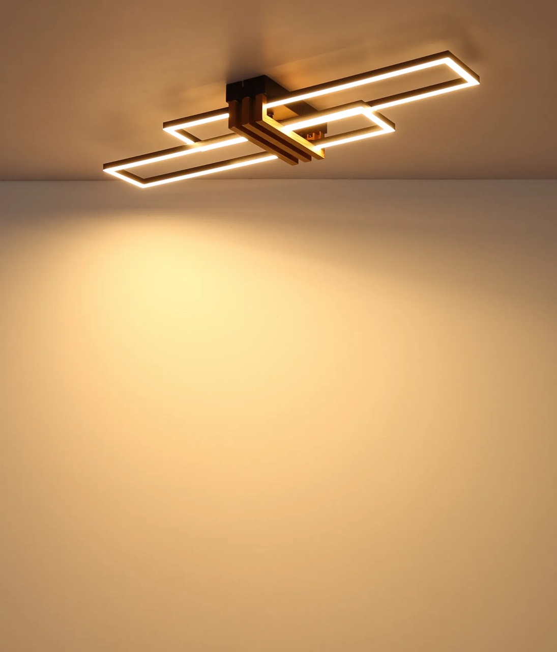 Plafoniera LED dreptunghiulara Dakari, 30W, 1430lm, lumina calda (3000 K), IP20, negru/opal/decor lemn, Globo Lighting - imagine 5