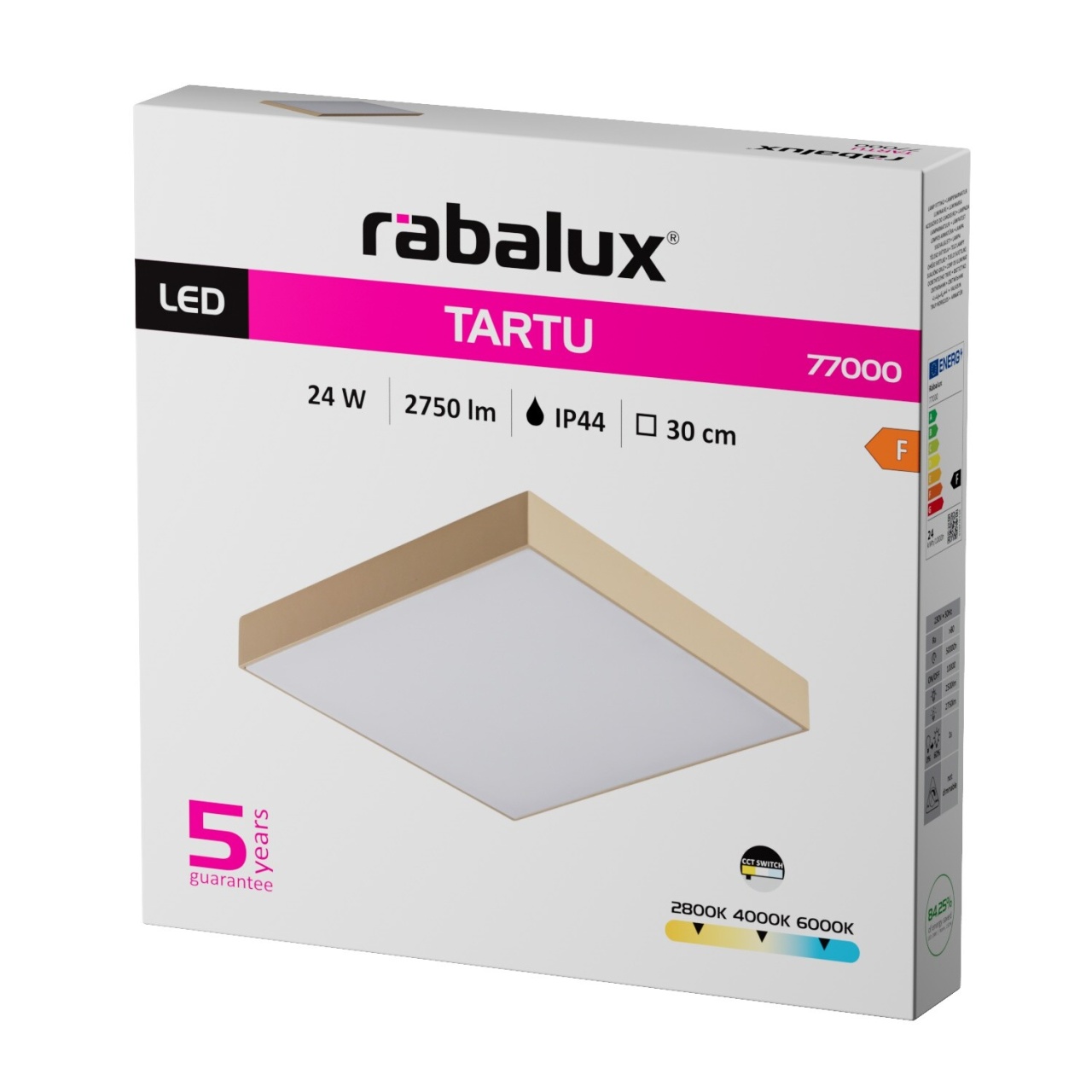 Plafoniera LED exterior Tartu, 24W, 2500 lm, lumina calda/neutra/rece, IP44, gri-bej, Rabalux - Imagine 6