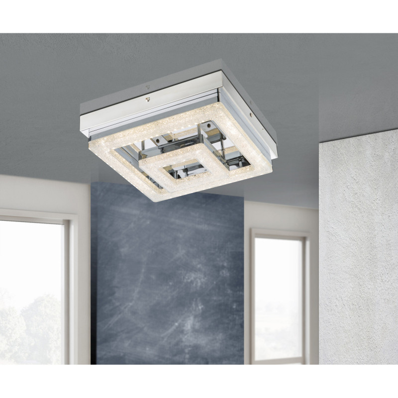 Plafoniera LED Fogo 4246-16, 16W, 950lm, lumina neutra, IP20, crom+alba+transparenta, Globo Lighting