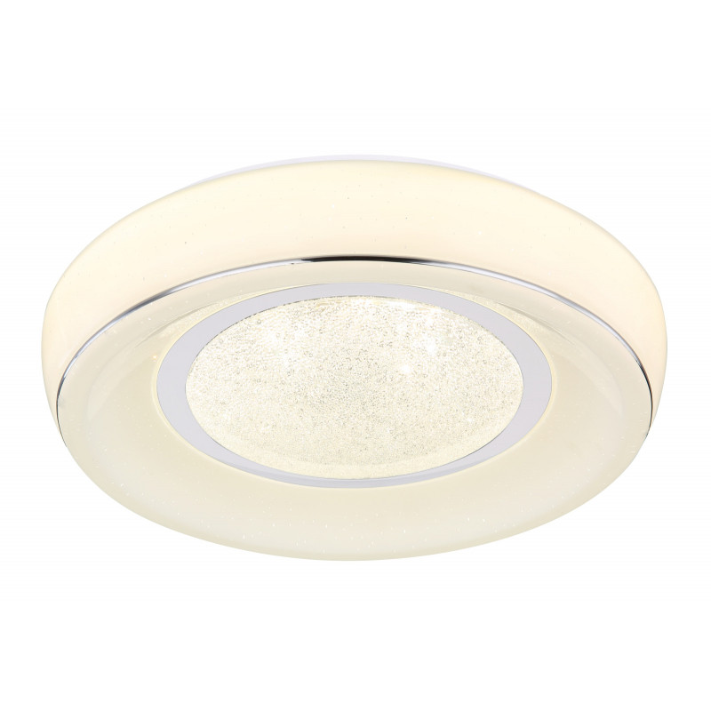 Plafoniera LED Mickey 483110-18, cu telecomandă, 18W, 1300lm, lumina calda+neutra+rece, IP20, alba+crom, Globo Lighting