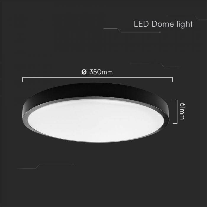 Plafoniera LED rotunda 36W, lumina neutra (4000 K), 3820lm, IP44, cip Samsung, neagra, V-TAC - 2 | YEO
