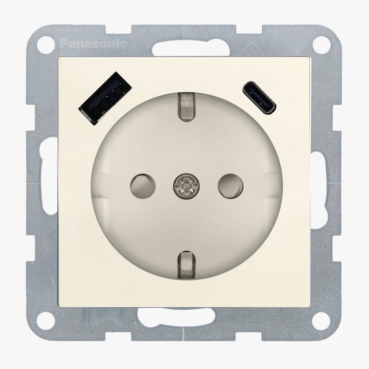 Priza simpla cu impamantare, protectie copii, USB A+C, 16A, IP20, Bej, Panasonic Karre Plus 55