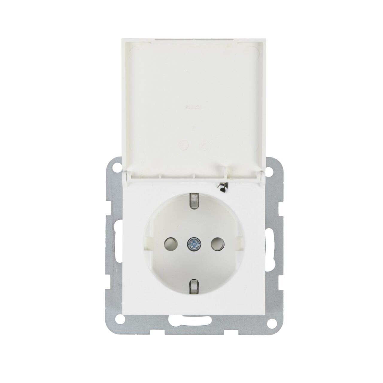 Priza simpla cu impamantare si capac, protectie copii, 16A, IP20, Seashell, Panasonic Karre Plus 55 Soft Touch
