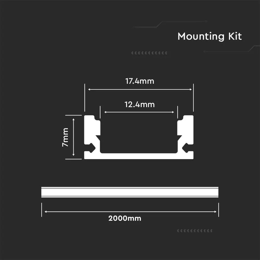 Profil Banda LED, Aplicat (PT), Aluminiu + Alb, 2m