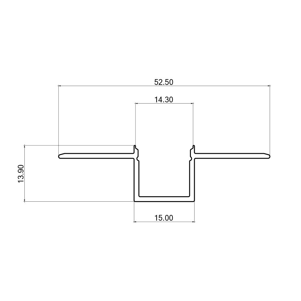 Profil Banda LED Braytron, ingust, Incastrat (ST), pentru Rigips, Aluminiu + Alb Mat, 2m