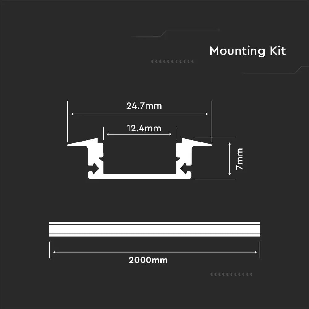 Profil Banda LED, Incastrat (ST), Aluminiu + Alb Mat, 2m - 1 | YEO